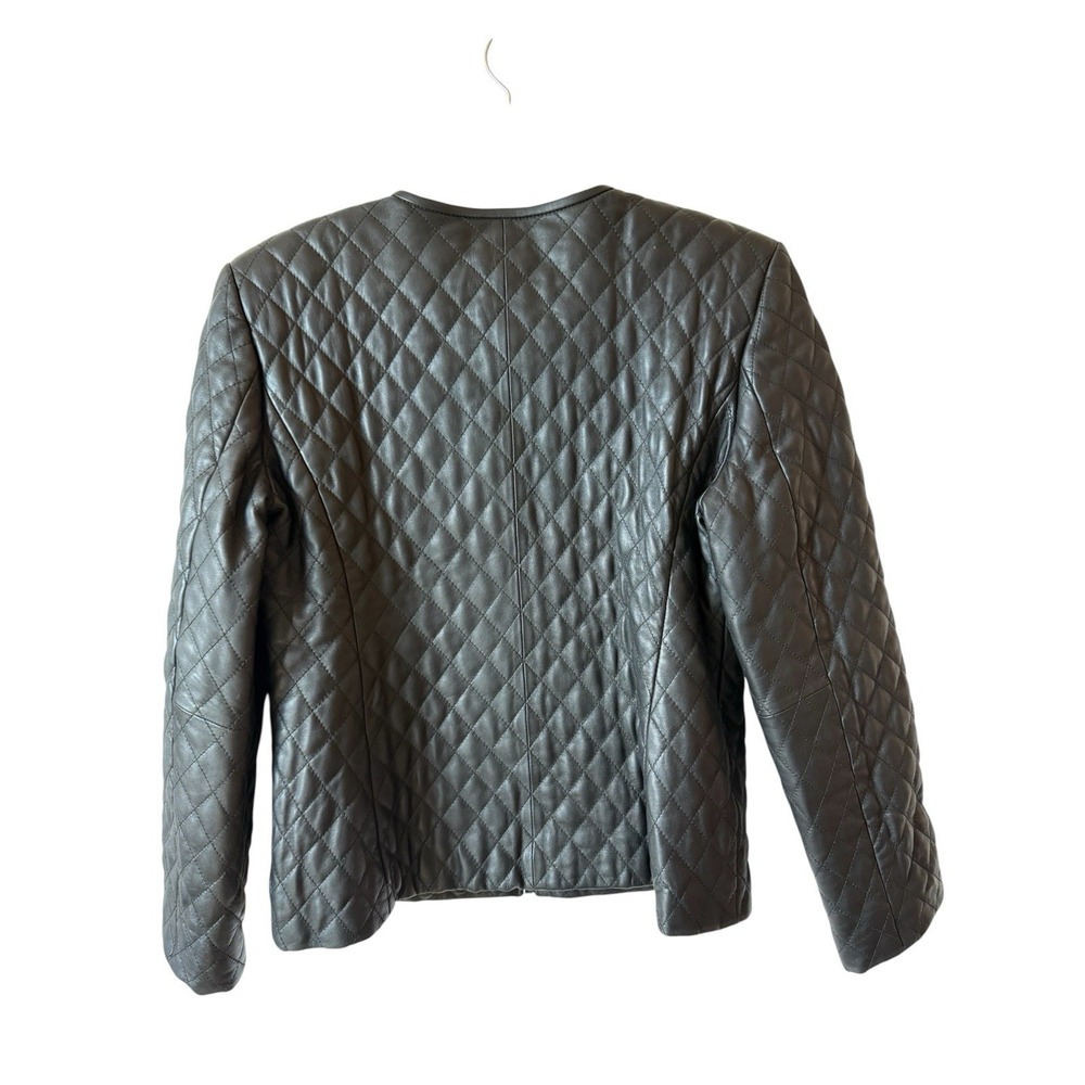 CASUAL CORNER Quilted Leather Jacket Vintage EUC Fitted Classic Zip Black Small - Picture 4 of 8